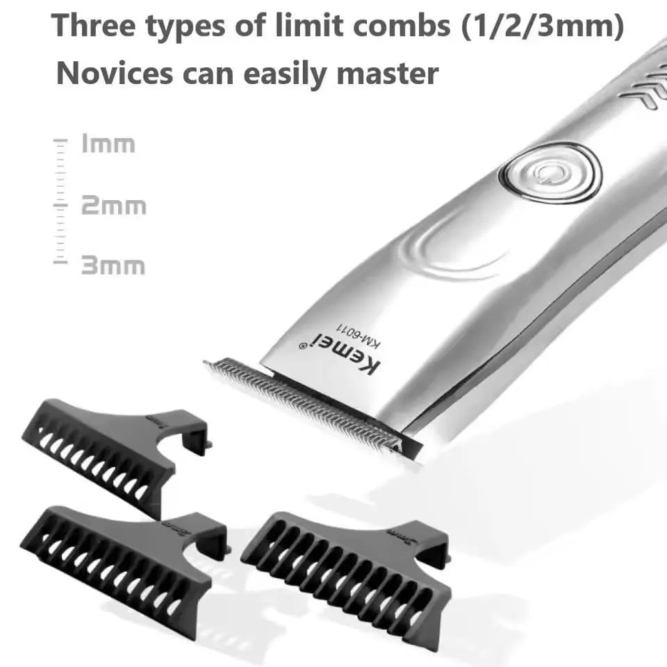 Kemei KM-6011 Professional Men Hair Clipper | USB Rechargeable Cordless Beard & Hair Trimmer