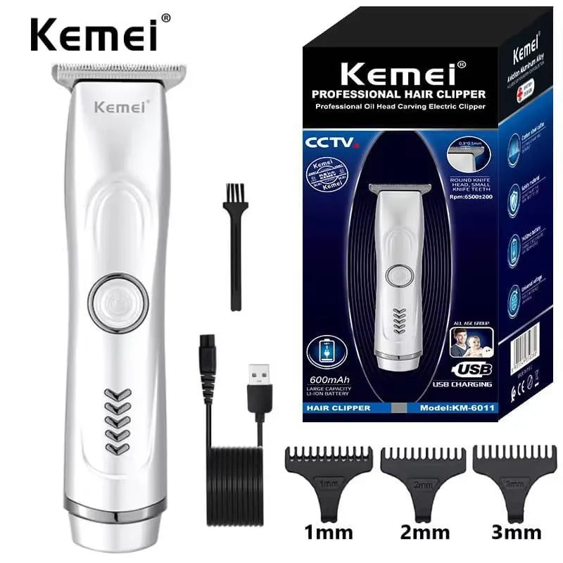 Kemei KM-6011 Professional Men Hair Clipper | USB Rechargeable Cordless Beard & Hair Trimmer