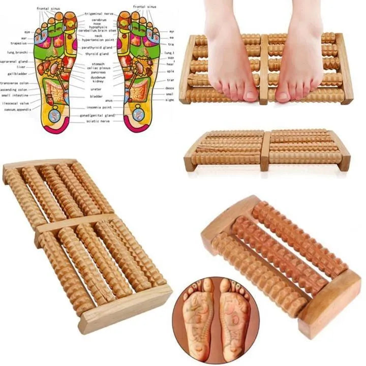 Wooden Foot Massage Roller – Natural Acupressure Massager for Home & Office Relaxation