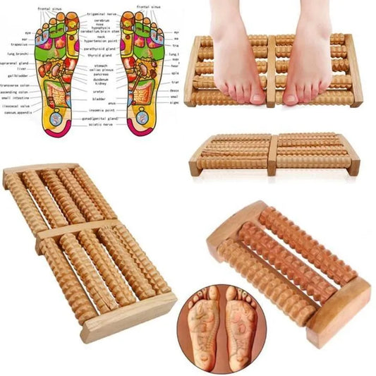 Wooden Foot Massage Roller – Natural Acupressure Massager for Home & Office Relaxation