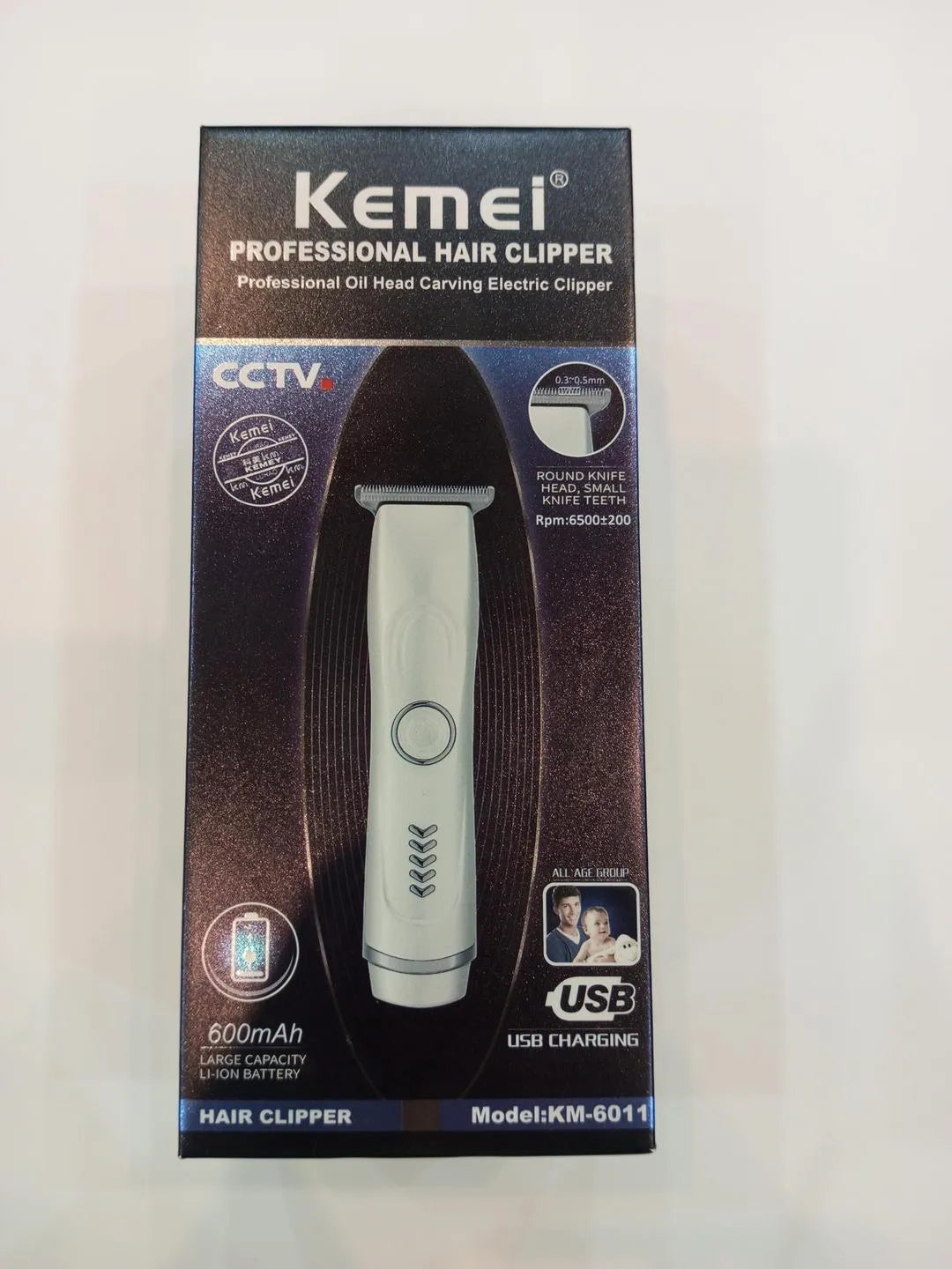 Kemei KM-6011 Professional Men Hair Clipper | USB Rechargeable Cordless Beard & Hair Trimmer